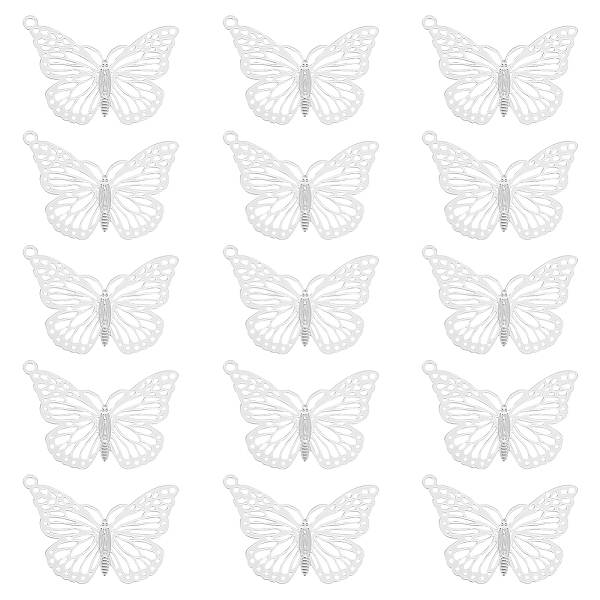 

PandaHall UNICRAFTALE 60Pcs 19mm Long 304 Stainless Steel Butterfly Charms Etched Metal Embellishments Butterfly Pendants Mini Butterfly...