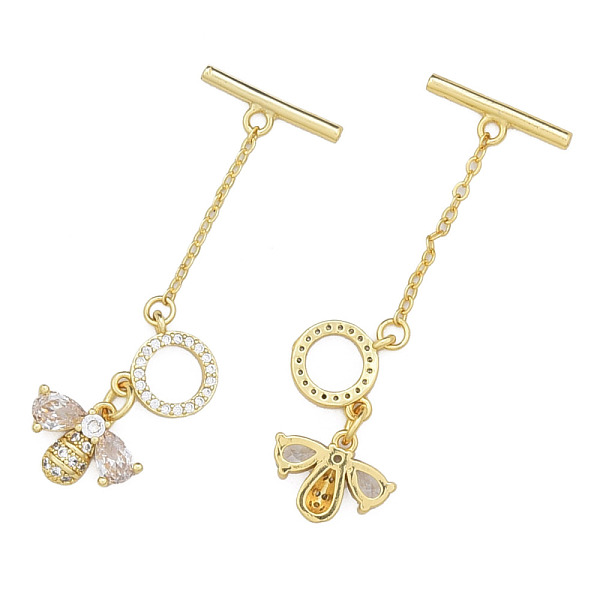 

PandaHall Brass Micro Pave Clear Cubic Zirconia Toggle Clasps, Nickel Free, Bees, Real 14K Gold Plated, 48mm, Bar: 5x16x2mm, Bee: 10x14x3mm...