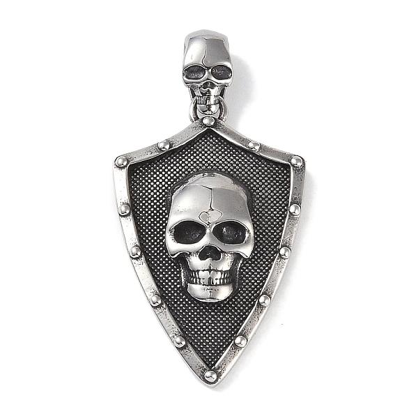 

PandaHall Viking 316 Surgical Stainless Steel Pendants, Shield with Skull Charm, Antique Silver, 39x24.5x6mm, Hole: 7x3.5mm 316 Surgical...