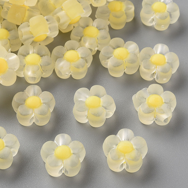 

PandaHall Transparent Acrylic Beads, Frosted, Bead in Bead, Flower, Yellow, 12x12.5x6mm, Hole: 2.5mm Acrylic Flower Yellow
