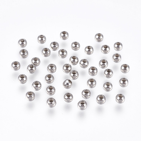 Tarnish Resistant Round 304 Stainless Steel Spacer Beads, Metal Findings for Jewelry Making Supplies, Stainless Steel Color, 4mm, Hole: 1.5mm