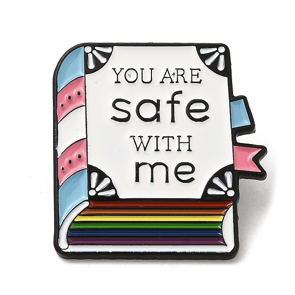 

PandaHall Book with Word You Are Safe with Me Enamel Pins, Black Alloy Brooches for Clothes Backpack, Colorful, 30.5x28.5x1.5mm Alloy+Enamel...