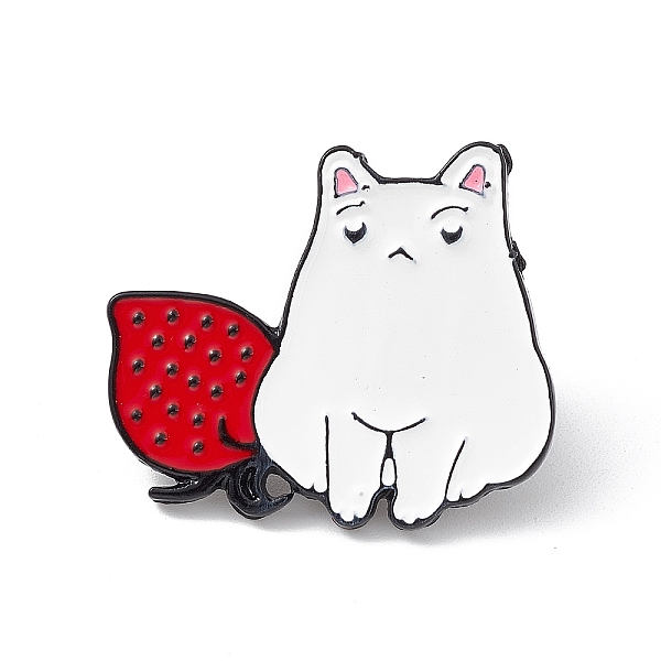 

PandaHall Cute Cat Enamel Pin, Electrophoresis Black Alloy Animal Brooch for Backpack Clothes, Strawberry Pattern, 25x28.5x1.5mm, Pin: 1mm..., White