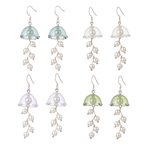 

PandaHall 4 Pairs 4 Color Shell Pearl Flower Wind Chime Dangle Earrings, 304 Stainless Steel Jewelry for Women, Mixed Color, 68mm, Pin..., Multicolor