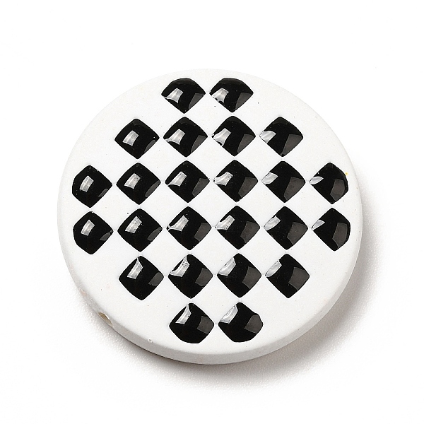 

PandaHall Opaque Acrylic Beads, with Enamel, Flat Round with Tartan Pattern, Black, 25x5mm, Hole: 1.6mm Acrylic Flat Round Black
