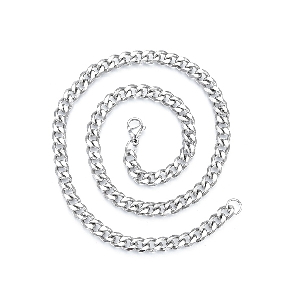 

PandaHall Men's 201 Stainless Steel Cuban Link Chain Necklace, Stainless Steel Color, 17.72 inch(45cm), Wide: 7mm 201 Stainless Steel