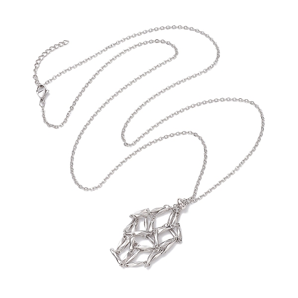

PandaHall Crystal Stone Cage Pendant Necklaces, with Brass Slider, 304 Stainless Steel Cable Chain Necklaces, Stainless Steel Color, 29.02...
