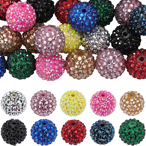 

PandaHall SUNNYCLUE 40Pcs 10 Style Round Resin Rhinestone Graduated Beads, with UV Plating Acrylic Round Beads Inside, Chunky Bubblegum Ball..., Multicolor