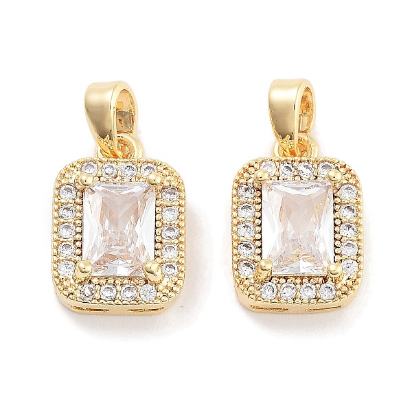 

PandaHall Brass with Clear Cubic Zirconia Charms, Rectangle Charms, Real 18K Gold Plated, 14x9.5x5mm, Hole: 2.8x5mm Brass+Cubic Zirconia...