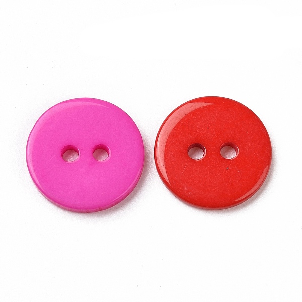 

PandaHall Acrylic Shirt Buttons, 2-Hole, Dyed, Flat Round, Mixed Color, 15x1.5mm, Hole: 2mm Acrylic Flat Round Multicolor