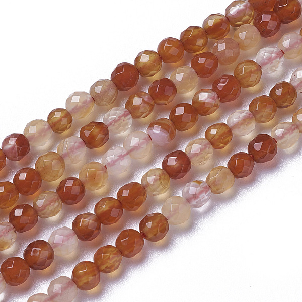

PandaHall Natural Agate Beads Strands, Faceted, Round, 3.5~4x4mm, Hole: 0.4mm, about 98~105pcs/strand, 15.9~16.6 inch(40.4~42.2cm) Natural..., Red