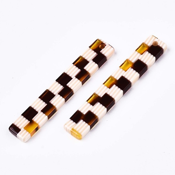 

PandaHall Translucent Cellulose Acetate(Resin) Pendants, Rectangle with Grid & Stripe Pattern, Saddle Brown, 39.5x6.5x2.5mm, Hole: 1.4mm...