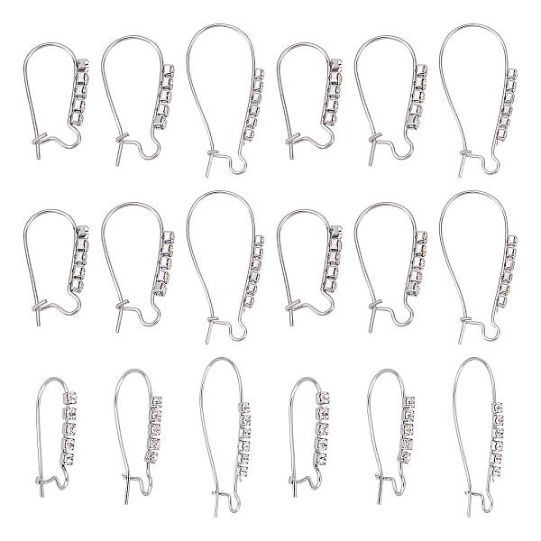 

PandaHall UNICRAFTALE 18pcs Stainless Steel Kidney Ear Wires Hypoallergenic Hoop Earrings Fish Hooks with Clear Cubic Zirconia 3 Sizes...