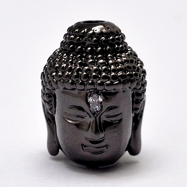 

PandaHall Brass Beads, Micro Pave Grade AAA Cubic Zirconia, Buddha Head, Cadmium Free & Nickel Free & Lead Free, Gunmetal, 14x10x11mm, Hole...