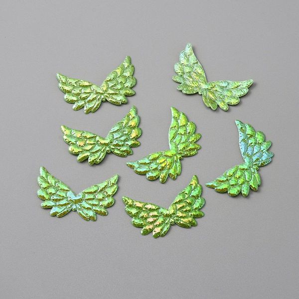 

PandaHall Non-Woven Fabric Ornament Accessories, Iridescent Embossed Angel Wing, Lime, 22x35x0.7mm Cloth Wing Green