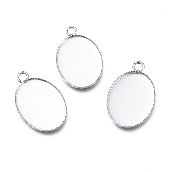 

PandaHall 304 Stainless Steel Pendant Cabochons Settings for Fashion Jewelry, Milled Edge Bezel Cups, Oval, Stainless Steel Color, Tray...