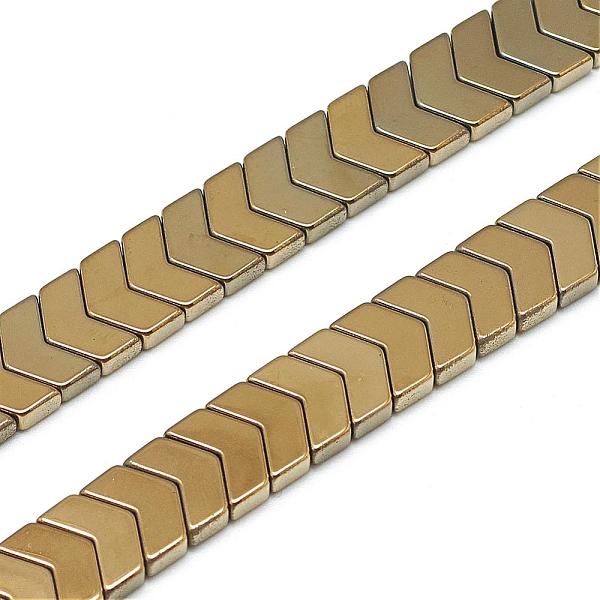 

PandaHall Electroplate Non-magnetic Synthetic Hematite Bead Strands, Light Gold Plated, 7x10x3mm, Hole: 1mm, about 87pcs/strand, 15.7 inch...