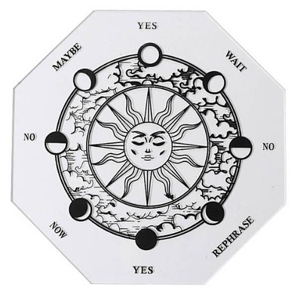 

PandaHall Sun Pattern Acrylic Pendulum Board, Dowsing Divination Board, for Witchcraft Wiccan Altar Supplies, with Random Color Gemstone..., Black