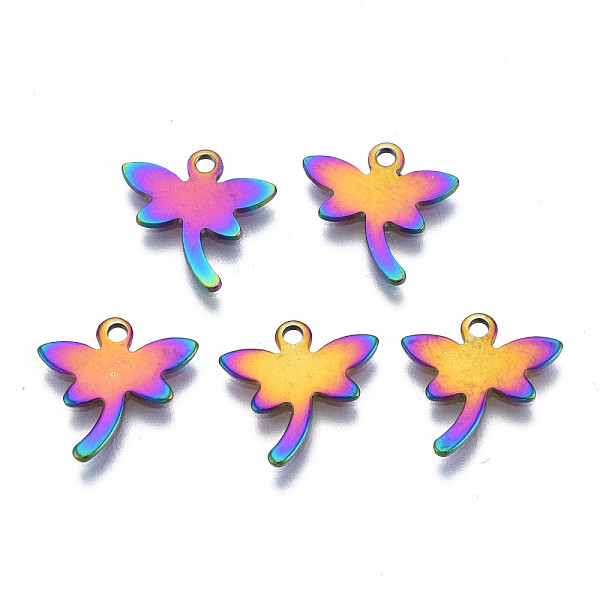 

PandaHall Ion Plating(IP) 201 Stainless Steel Charms, Cadmium Free & Nickel Free & Lead Free, Dragonfly, Rainbow Color, 11.5x11.5x0.5mm...