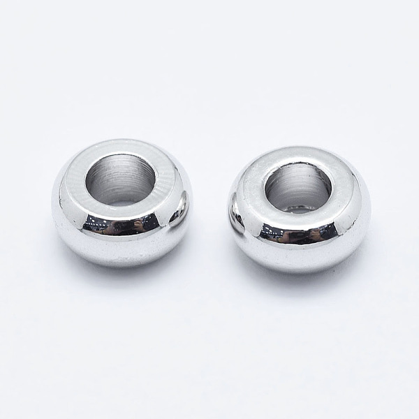 

PandaHall Brass Beads, Long-Lasting Plated, Real Platinum Plated, Nickel Free, Rondelle, 7x3mm, Hole: 3.5mm Brass Rondelle