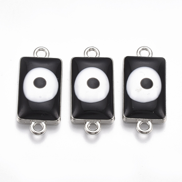 

PandaHall Alloy Links connectors, with Enamel, Rectangle with Evil Eye, Platinum, Black, 24.5x11x4.5mm, Hole: 2mm Alloy+Enamel Rectangle...