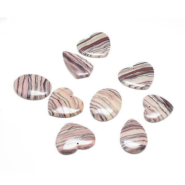 

PandaHall Natural Zebra Jasper Stone Pendants, Mixed Shape, 34~56x32~46x6~7mm, Hole: 2mm Zebra Jasper Mixed Shapes