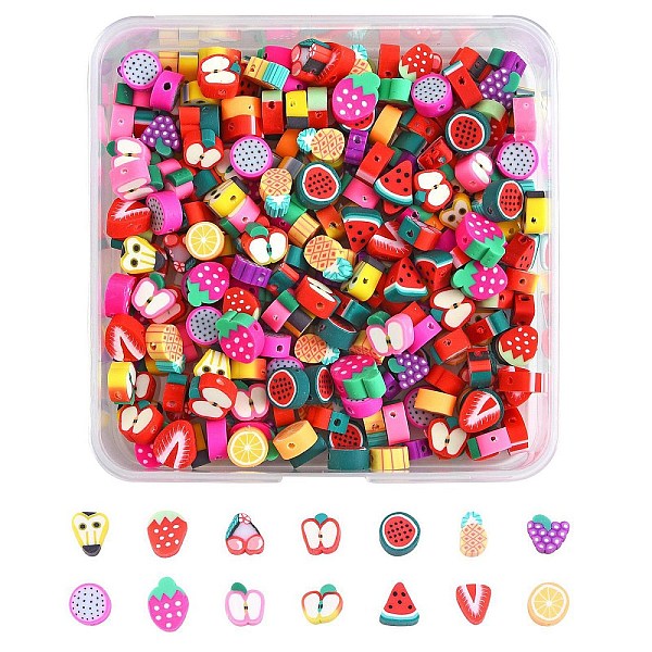

PandaHall 280Pcs 14 Style Handmade Polymer Clay Beads, Fruit, Mixed Color, 20pcs/style Polymer Clay Fruit Multicolor