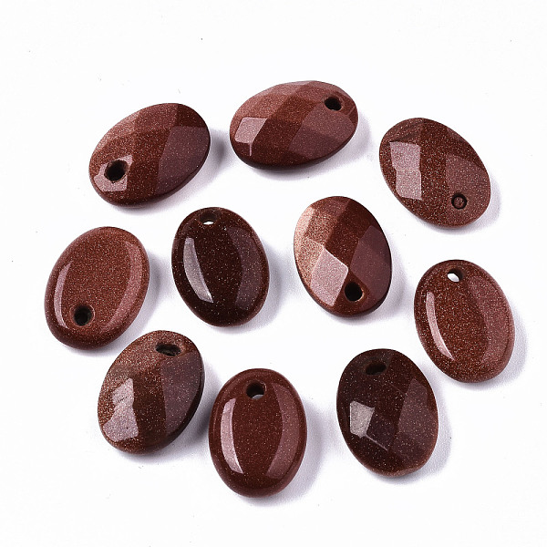 

PandaHall Synthetic Goldstone Pendants, Oval, 18x13x6~7mm, Hole: 2.5mm Goldstone Oval