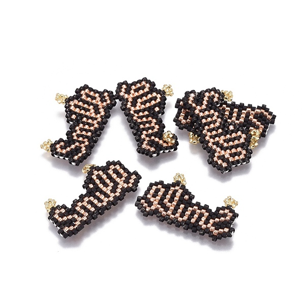 

PandaHall MIYUKI & TOHO Handmade Japanese Seed Beads Pendants, Loom Pattern, Word Smile, Peru, 18~19x31~32x1.7mm, Hole: 1.2mm Glass Word..., Brown