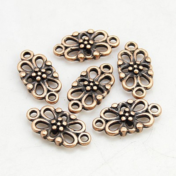 

PandaHall Tibetan Style Links connectors, Flower, Lead Free and Nickel Free and Cadmium Free, Red Copper, 16x8x3.5mm, Hole: 1.5mm Alloy...