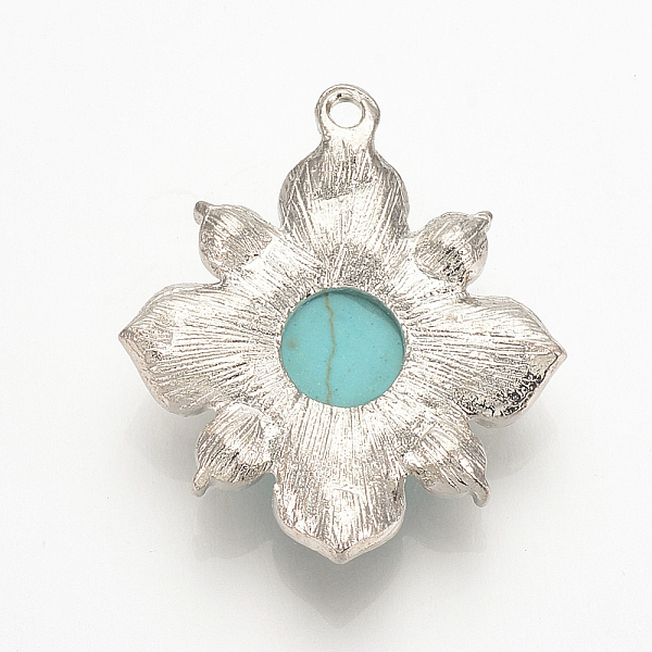 

PandaHall Alloy Rhinestone Pendants, with Resin Findings, Flower, Turquoise, Platinum, 32x29x7mm, Hole: 1.5mm Alloy+Rhinestone Flower Green