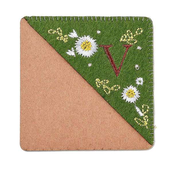 

PandaHall Embroidery Corner Bookmarks, Personalized Hand Embroidered Bookmark, Flower Felt Triangle Corner Page Marker, for Book Reading...