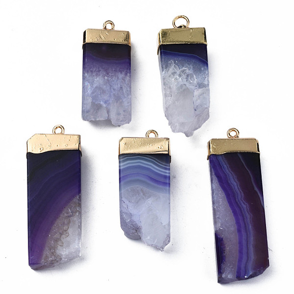 

PandaHall Natural Agate Pendants, Dyed, with Golden Brass Findings, Rack Plating, Nuggets, Medium Purple, 40~50x14.5~17x7.5~8.5mm, Hole...