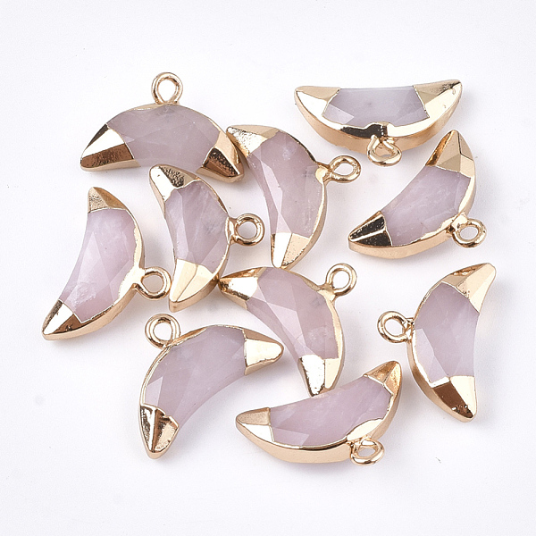 

PandaHall Electroplate Natural Rose Quartz Charms, with Iron Findings, Faceted, Moon, Golden, 12~13x18~19x5mm, Hole: 1.8mm Rose Quartz Moon