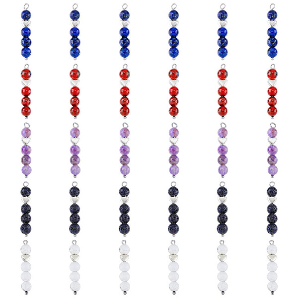 

PandaHall SUPERFINDINGS 6 Set 5 Styles Natural Mixed Gemstone Pendants, Natural Lapis Lazuli & Red Jasper & Lava Rock & Amethyst & Howlite...