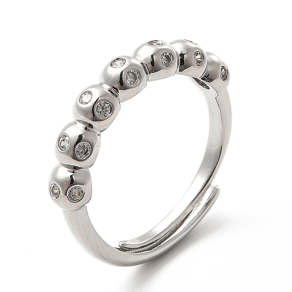 

PandaHall Rack Plating Brass Micro Pave Clear Cubic Zirconia Rings, Adjustable Rings, Cadmium Free & Lead Free, Long-Lasting Plated...