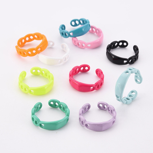 

PandaHall Spray Painted Brass Cuff Rings, Open Rings, Cadmium Free & Nickel Free & Lead Free, Mixed Color, US Size 6, Inner Diameter: 17mm..., Multicolor