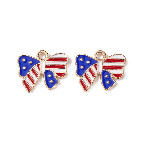 

PandaHall American Flag Style Alloy Enamel Pendants, Light Gold, Bowknot Charm, Colorful, 13x16x1.5mm, Hole: 2mm Alloy+Enamel Bowknot