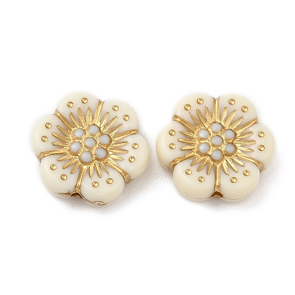 

PandaHall Plating Acrylic Beads, Golden Metal Enlaced, Flower, Beige, 12x13x3.7mm, Hole: 1.2mm, about 1150pcs/500g Acrylic Flower Yellow