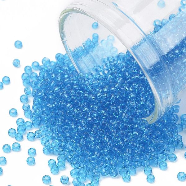 

PandaHall TOHO Round Seed Beads, Japanese Seed Beads, (3B) Transparent Dark Aquamarine, 15/0, 1.5mm, Hole: 0.7mm, about 135000pcs/pound..., Cyan