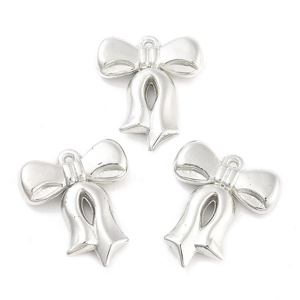 

PandaHall CCB Plastic Pendants, Bowknot, Platinum, 30x26x5mm, Hole: 1.5mm, about 299pcs/500g Plastic Bowknot