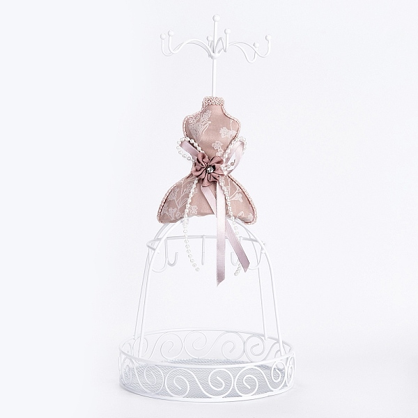 

PandaHall Princess Jewelry Stand, Mesh & Ribbon & Acrylic Beads Dress Resin Human Model Bracket, Metal Earrings Rack Double-Deck Receptacle..., Purple