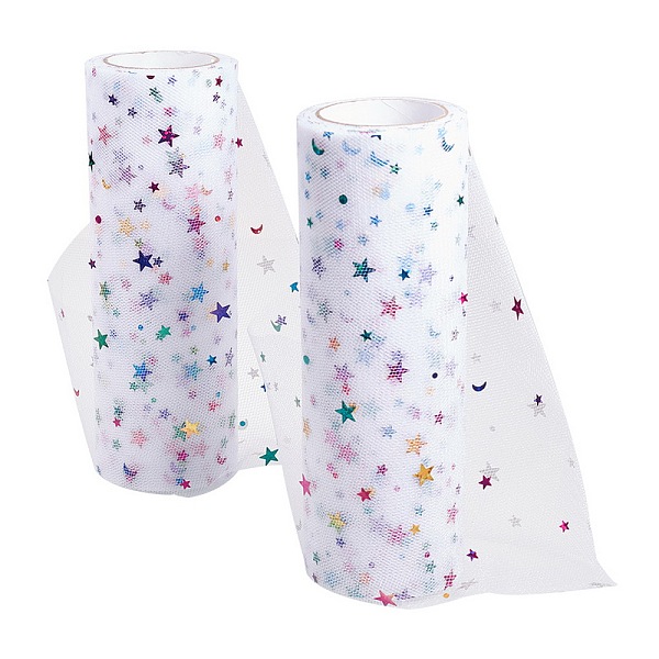 

PandaHall Star Sequin Deco Mesh Ribbons, Tulle Fabric, Tulle Roll Spool Fabric For Skirt Making, White, 6 inch(15.24cm), about 10yards/roll...