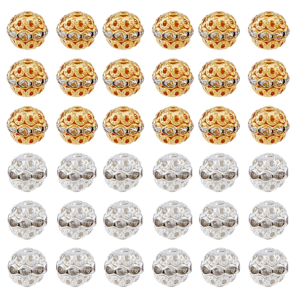 

PandaHall About 120Pcs 2 Colors Alloy Rhinestone Beads Silver Pave Disco Ball Clay Beads Crystal Beads for Jewelry Making Findings Home...