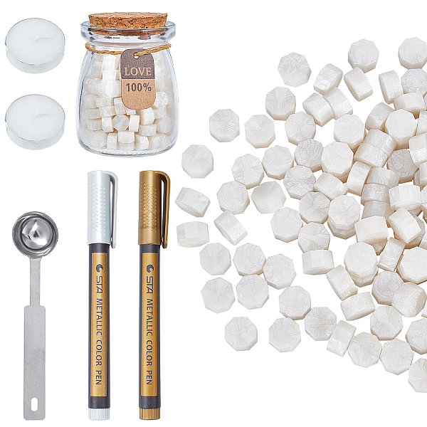 

PandaHall CRASPIRE Sealing Wax Beads Kit, Wax Seal Beads Octagon Packed in Glass Jar with 2PCS Candles and Wax Melting Spoon Wax Stamp Pens...