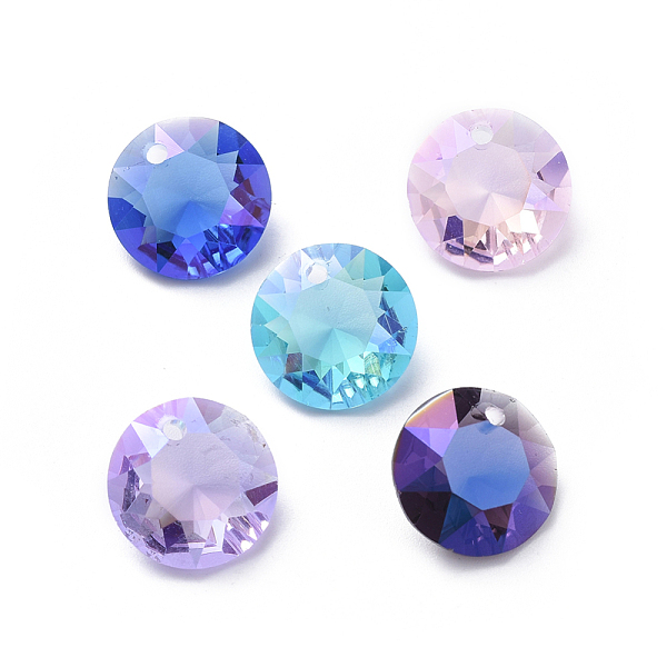 

PandaHall Glass Rhinestone Charms, Faceted, Flat Round, Mixed Color, 12x6mm, Hole: 1.2mm Glass Flat Round Multicolor