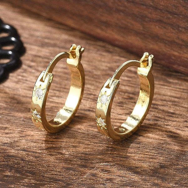 Boucles d'oreilles créoles en laiton zircon cubique micro pavé