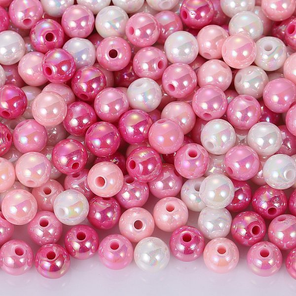 

PandaHall 400Pcs 4 Colors Opaque Acrylic Beads, AB Color Plated, Round, Mixed Color, 8x7mm, Hole: 2mm, about 100pcs/color Acrylic Round..., Multicolor