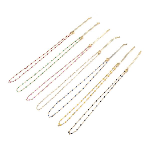

PandaHall 304 Stainless Steel Link Chain Necklaces, with Enamel and Lobster Claw Clasps, Golden, Mixed Color, 15.75 inch(40cm) 304 Stainless..., Multicolor
