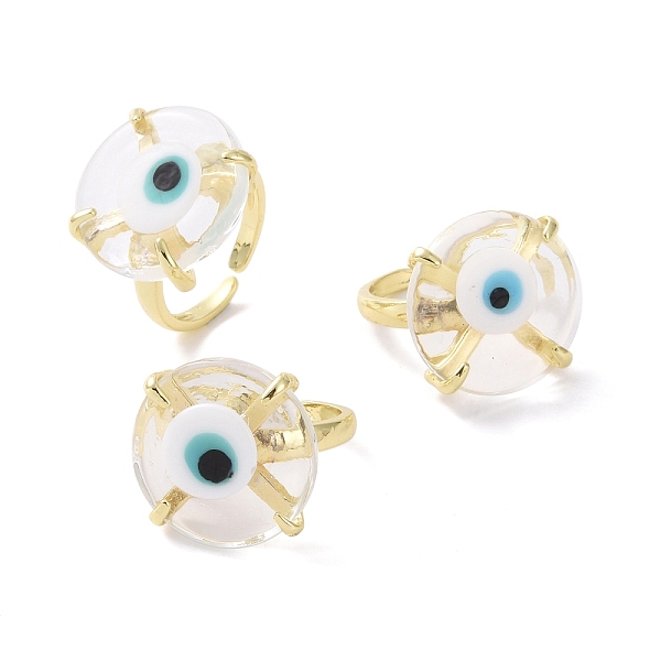

PandaHall Lampwork Evil Eye Open Cuff Ring, Golden Brass Lucky Jewelry for Women, Lead Free & Cadmium Free, Blue, Inner Diameter: 16mm...